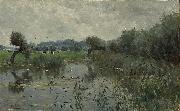 Willem Roelofs In the Floodplains of the River IJssel Sweden oil painting artist